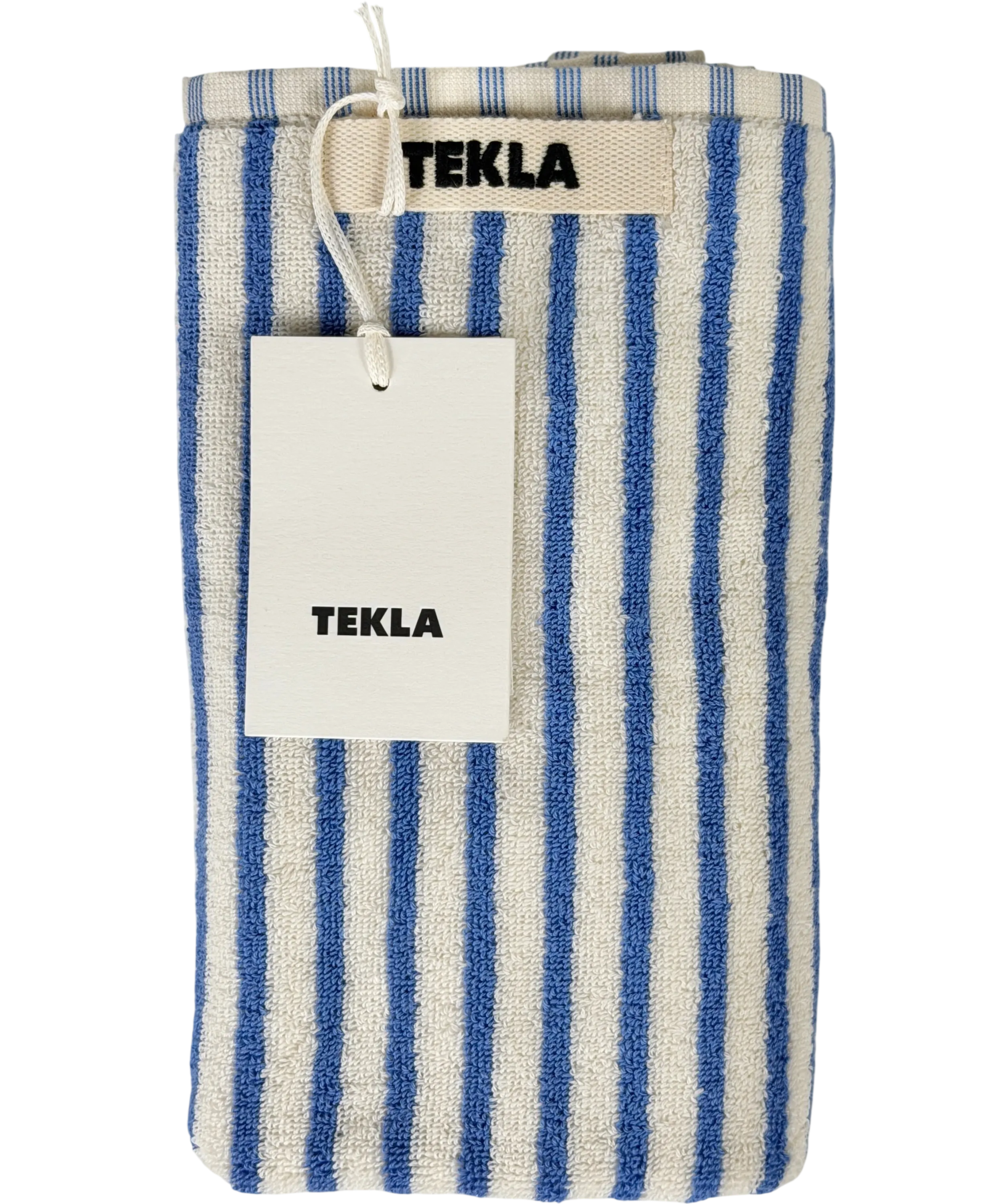 TEKLA Blue Coastal Stripes Terry Beach Towel