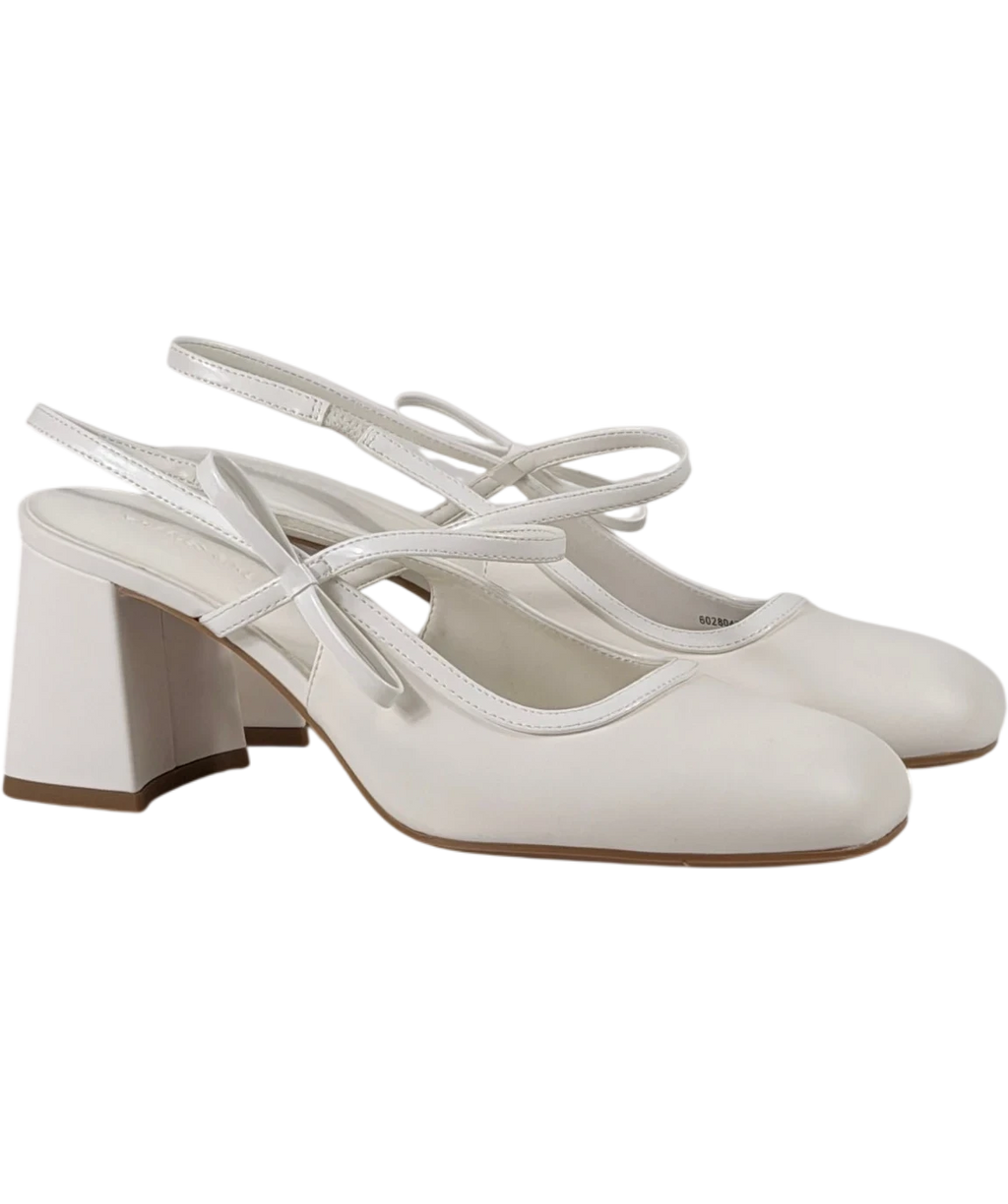 Charles & Keith White Bow Slingback Mary Jane Shoes UK 5 EU 38