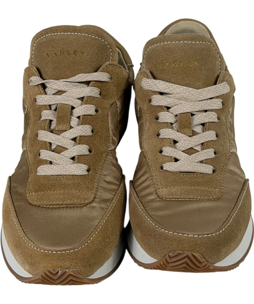 VARLEY Amera Runner Suede And Satin Sneakers In Taupe Beige UK 5 EU 38