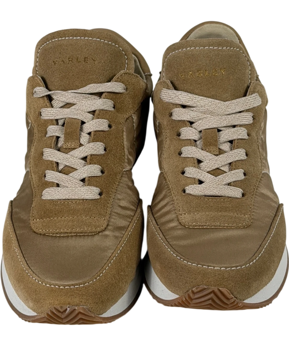 VARLEY Amera Runner Suede And Satin Sneakers In Taupe Beige UK 5 EU 38