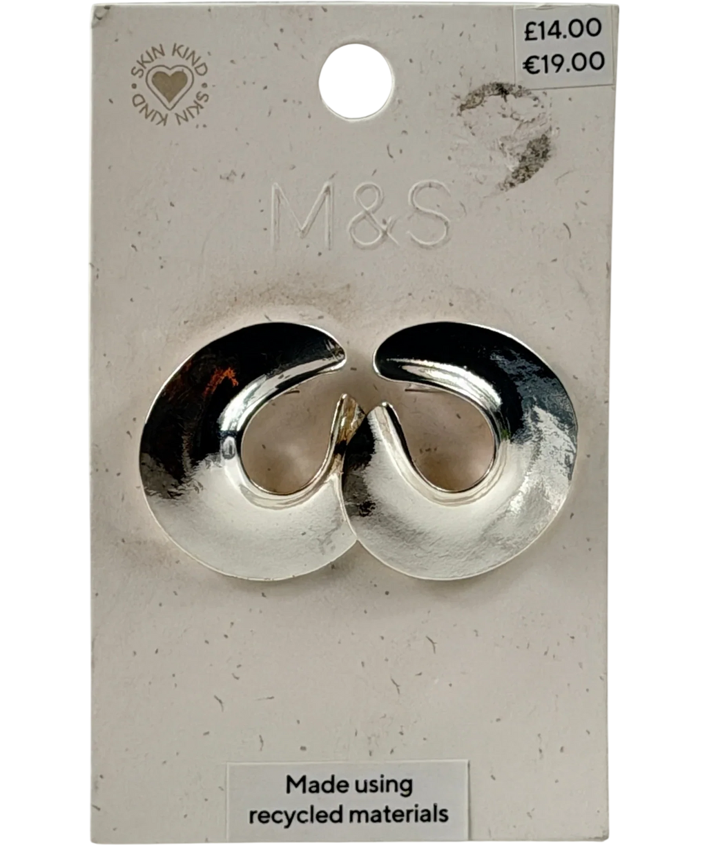 M&S Collection Skin Kind Silver Tone Sculptural Hoop Earrings One Size