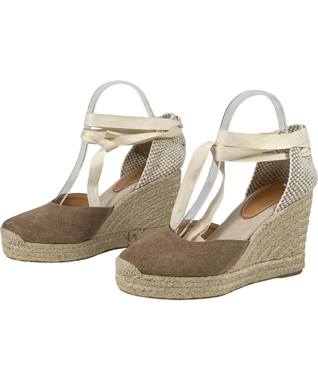 HOLLAND COOPER Seville Wedge Espadrilles In Taupe Beige Suede UK 5 EU 38