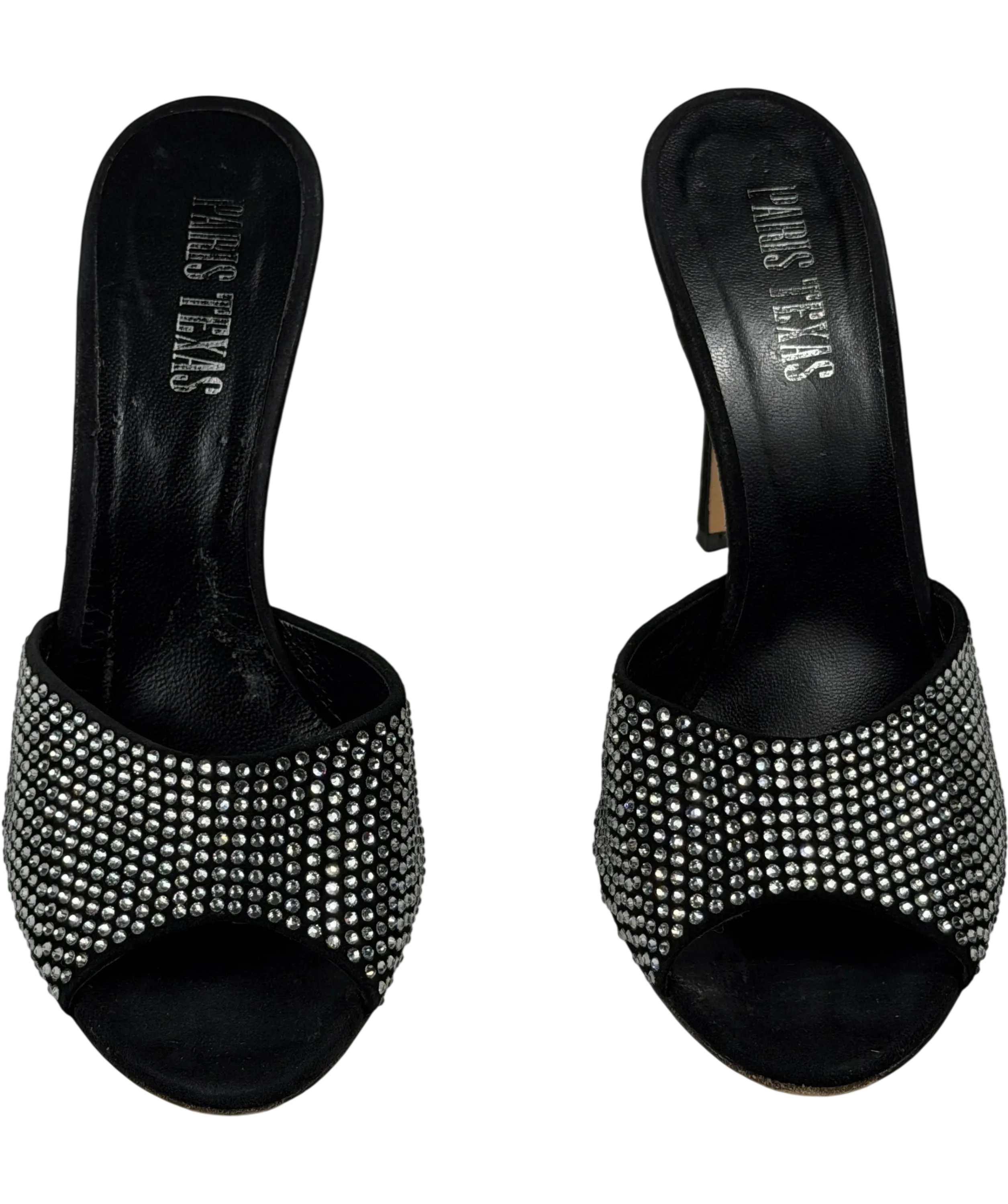 PARIS TEXAS Holly Crystal-embellished Suede Stiletto Mules In Black UK 5 EU 38