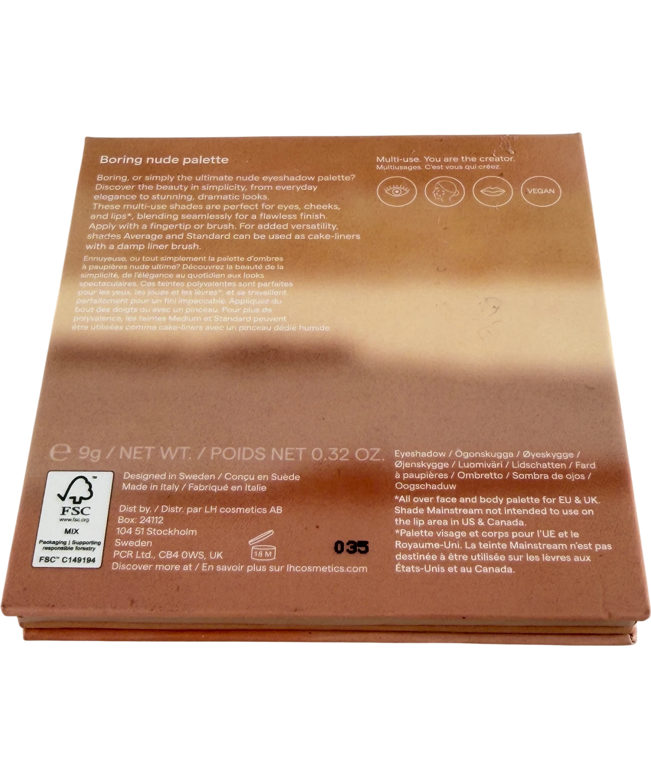 LH COSMETICS Eye Shadow Palette Boring Nude 9g