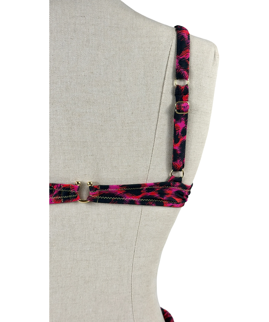 REINA OLGA Black Marti Zebra And Leopard Print Bikini Set Sz1 UK S