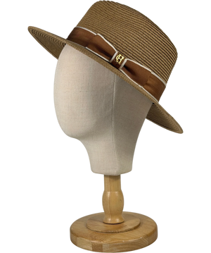 HOLLAND COOPER Francesca Hat Camel Beige Latte Bow With Gold Logo UK S