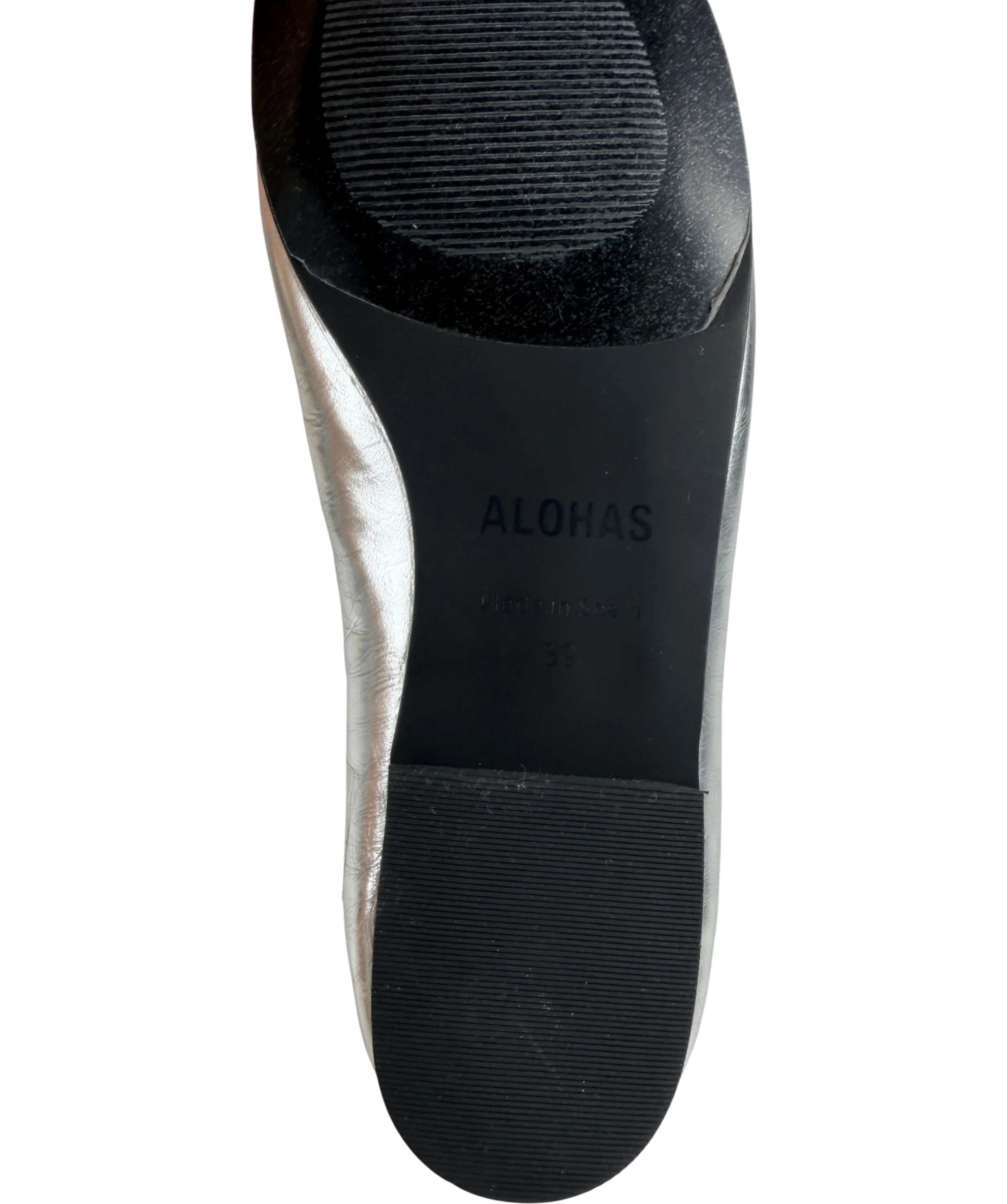 alohas Rosalind Shimmer Metallic Silver Leather Ballet Flats UK 6 EU 39