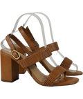 Phase Eight Brown Leather Block Heel Sandals Tan UK 5 EU 38