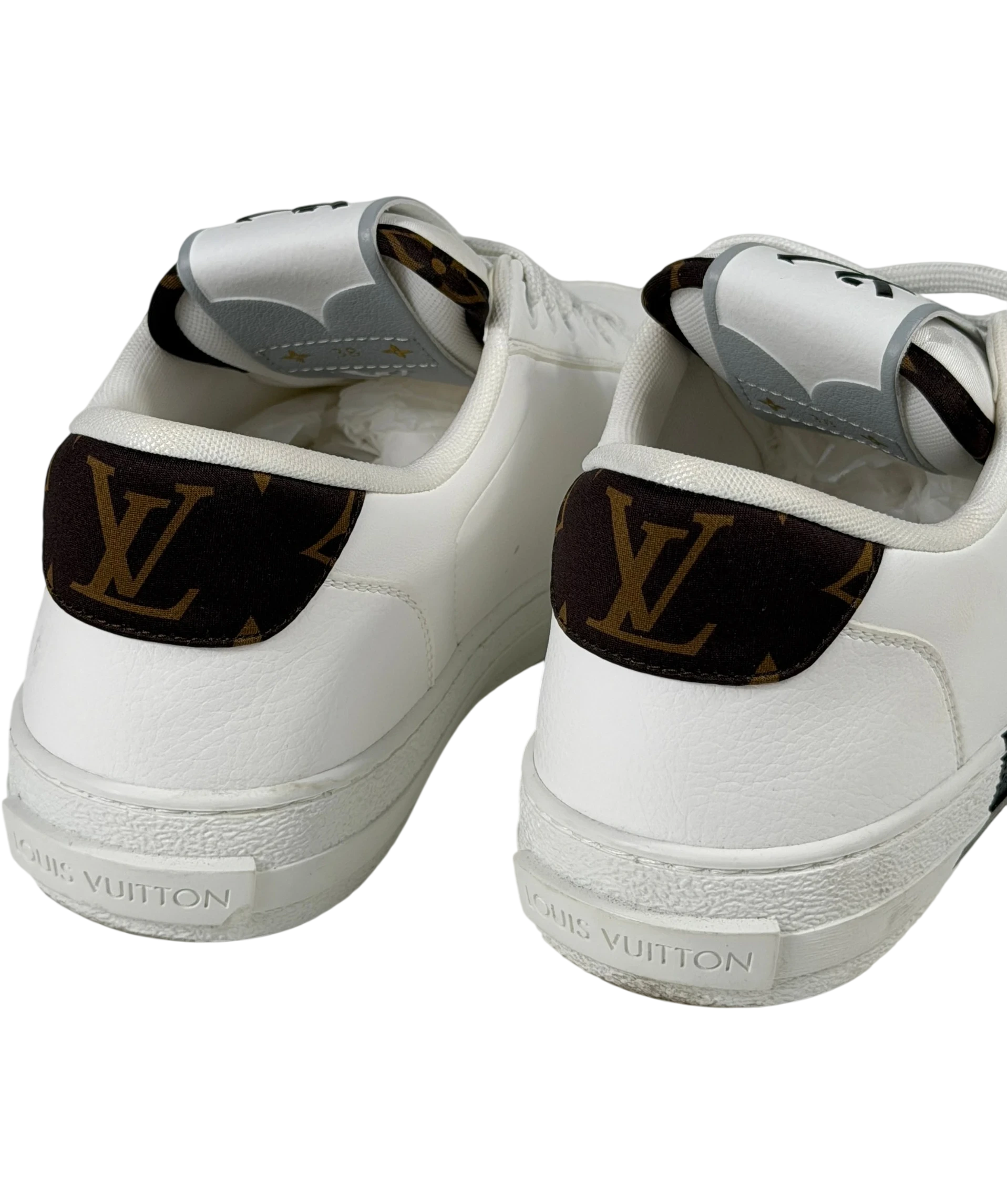 LOUIS VUITTON Charlie White Leather Monogram Low-top Sneakers UK 5 EU 38