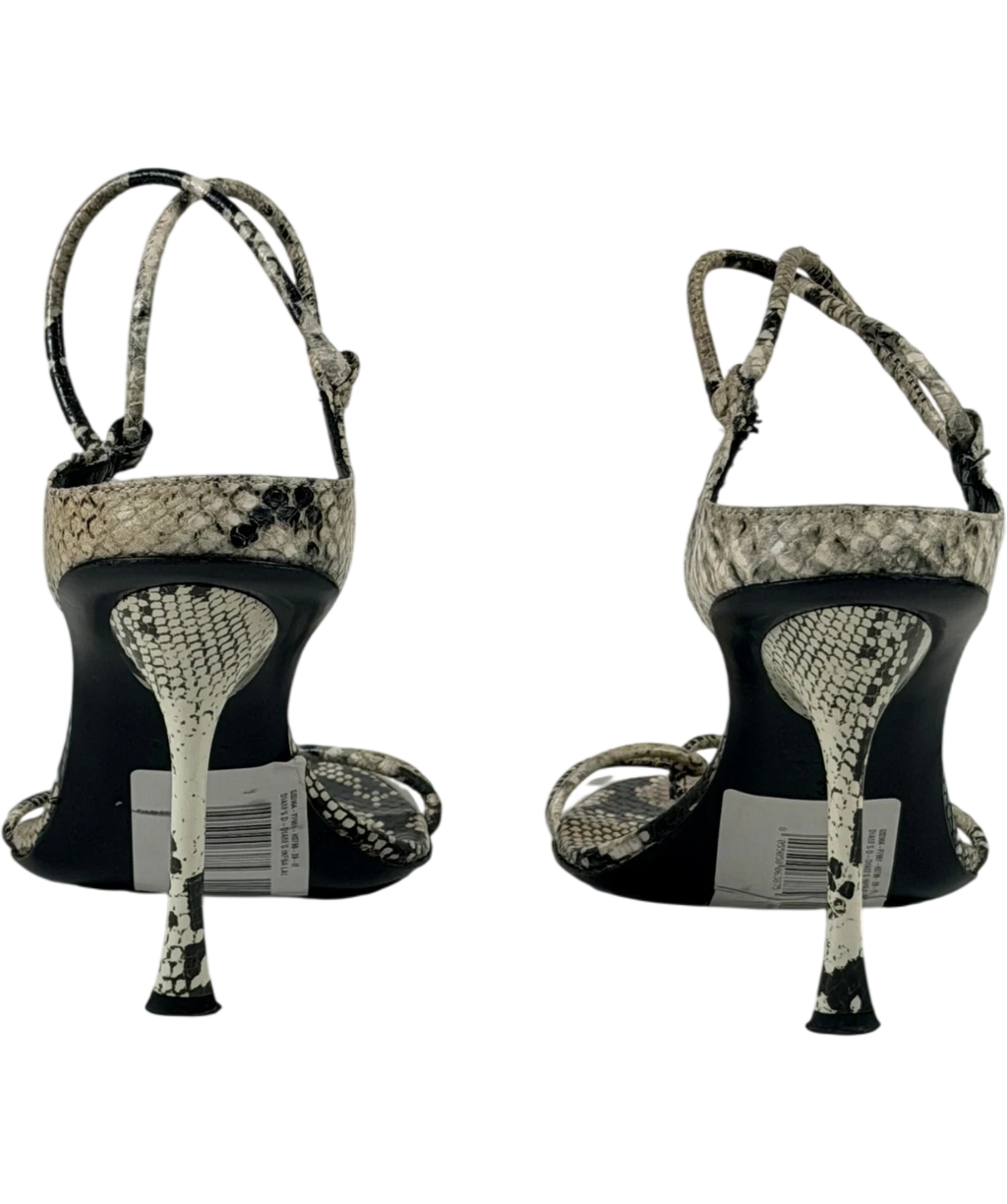 Diesel Beige Snakeskin Effect D-diam's Infra Lace 90 Heeled Sandals UK 6 EU 39