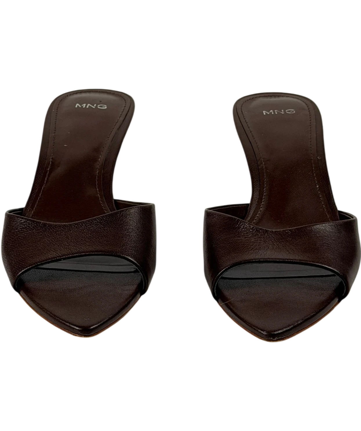 MANGO Brown Textured Kitten Heel Mules UK 5 EU 38