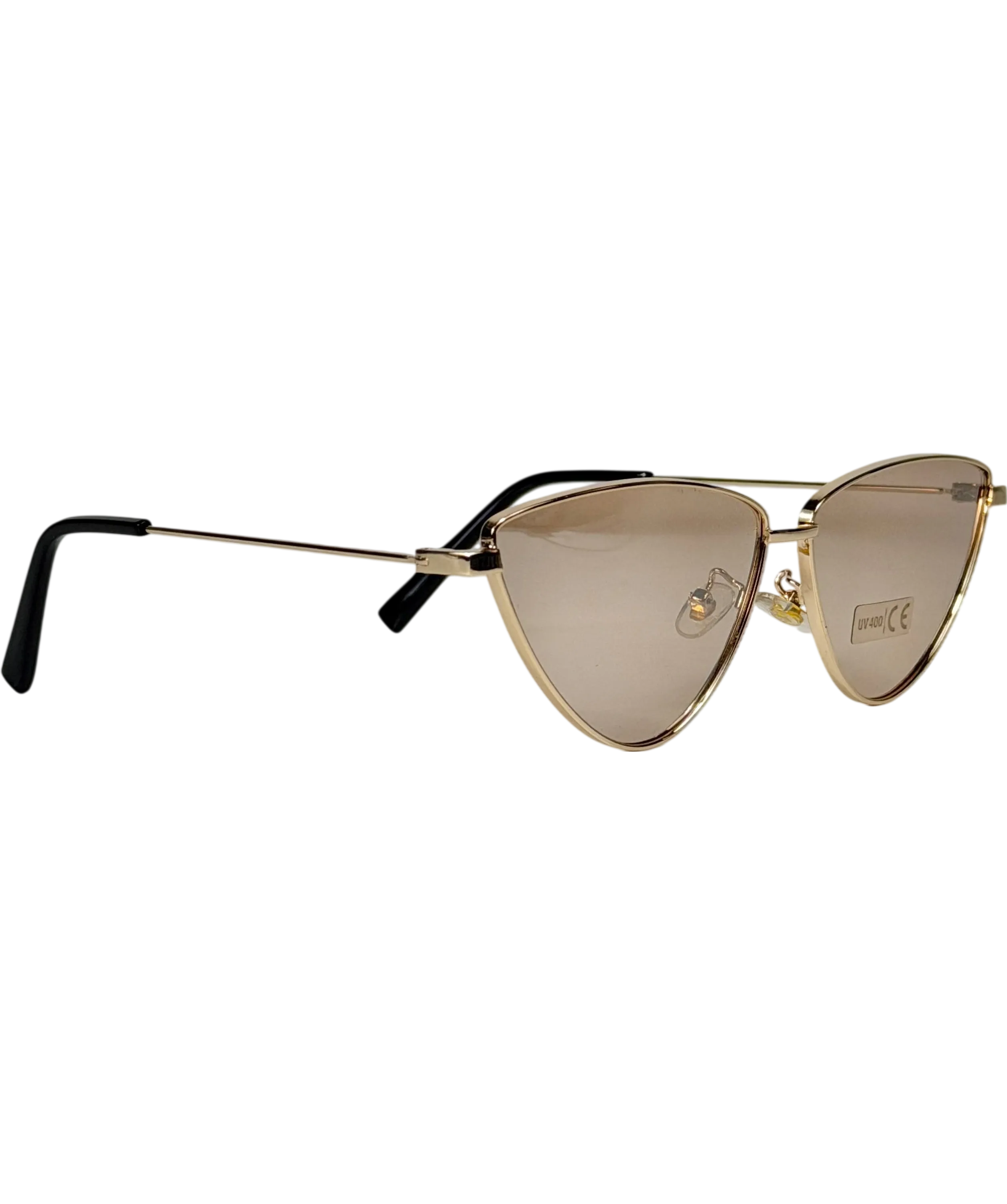 Noughts & Kisses Brown Montuiri Gold Tint Cat Eye Sunglasses in Case