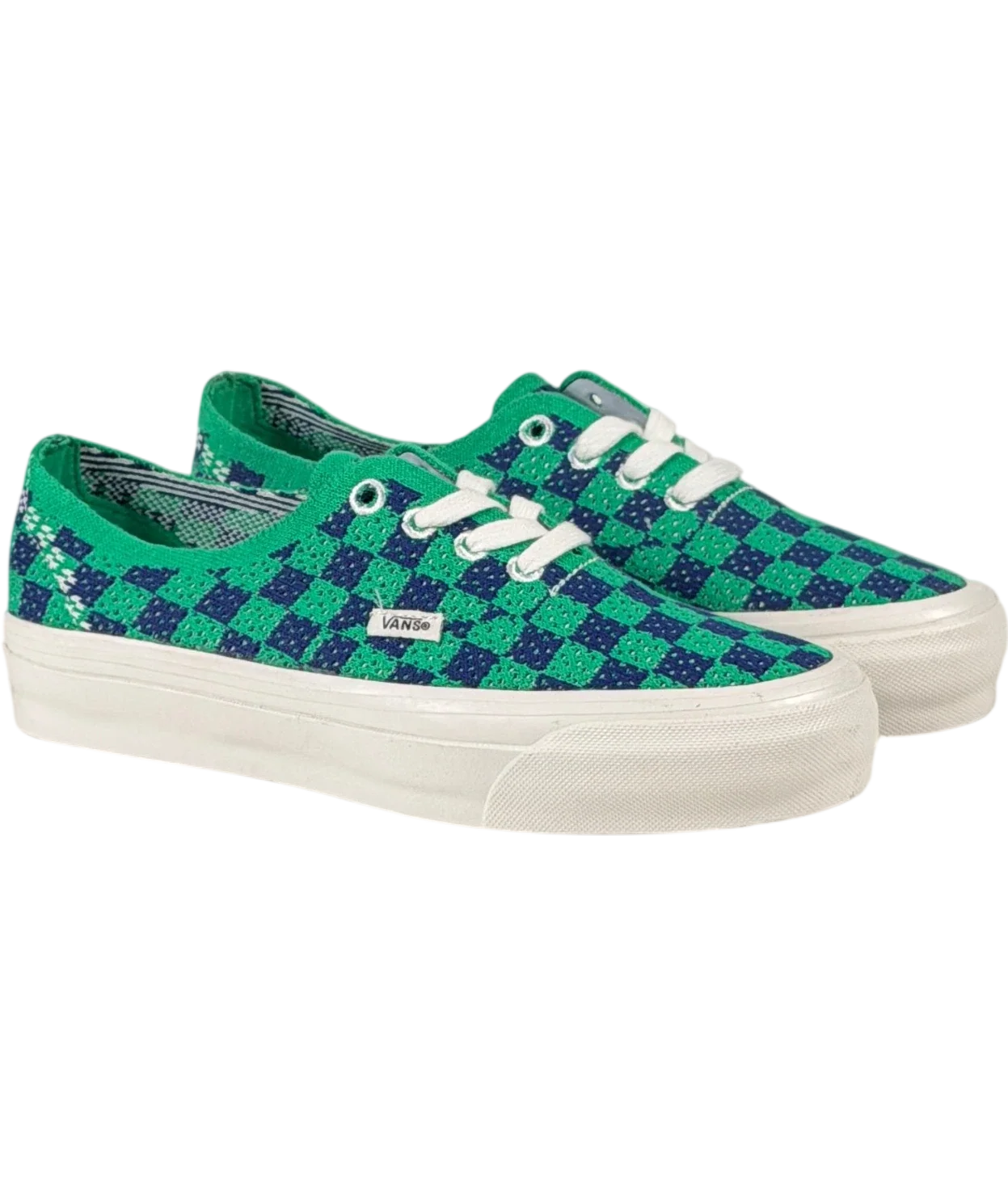 VANS Premium Authentic 44 Ek Punk Check Green & Navy Sneakers UK 3 EU 36