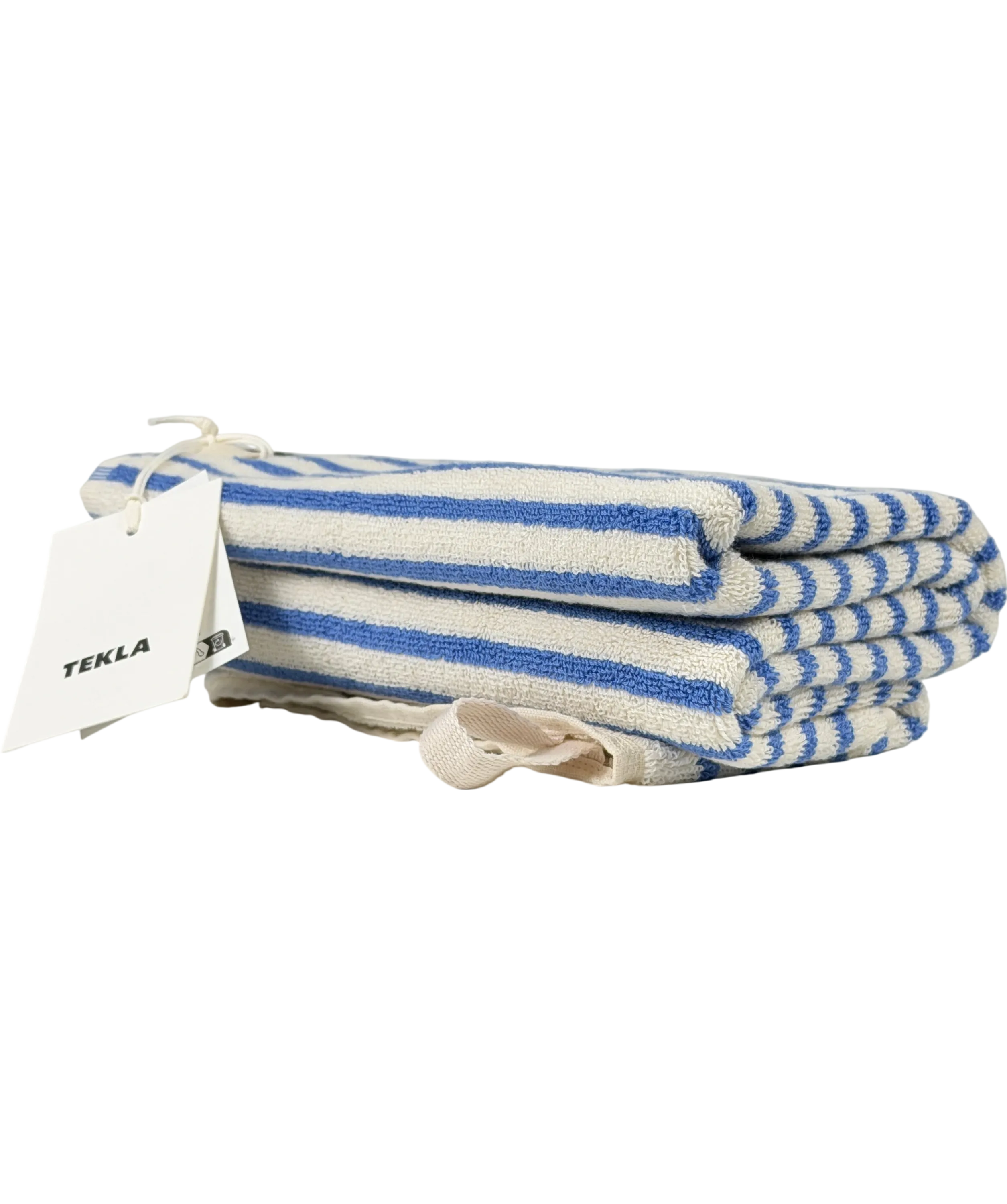 TEKLA Blue Coastal Stripes Terry Beach Towel