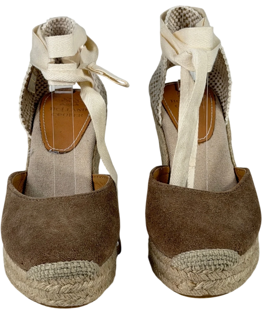 HOLLAND COOPER Seville Wedge Espadrilles In Taupe Beige Suede UK 5 EU 38