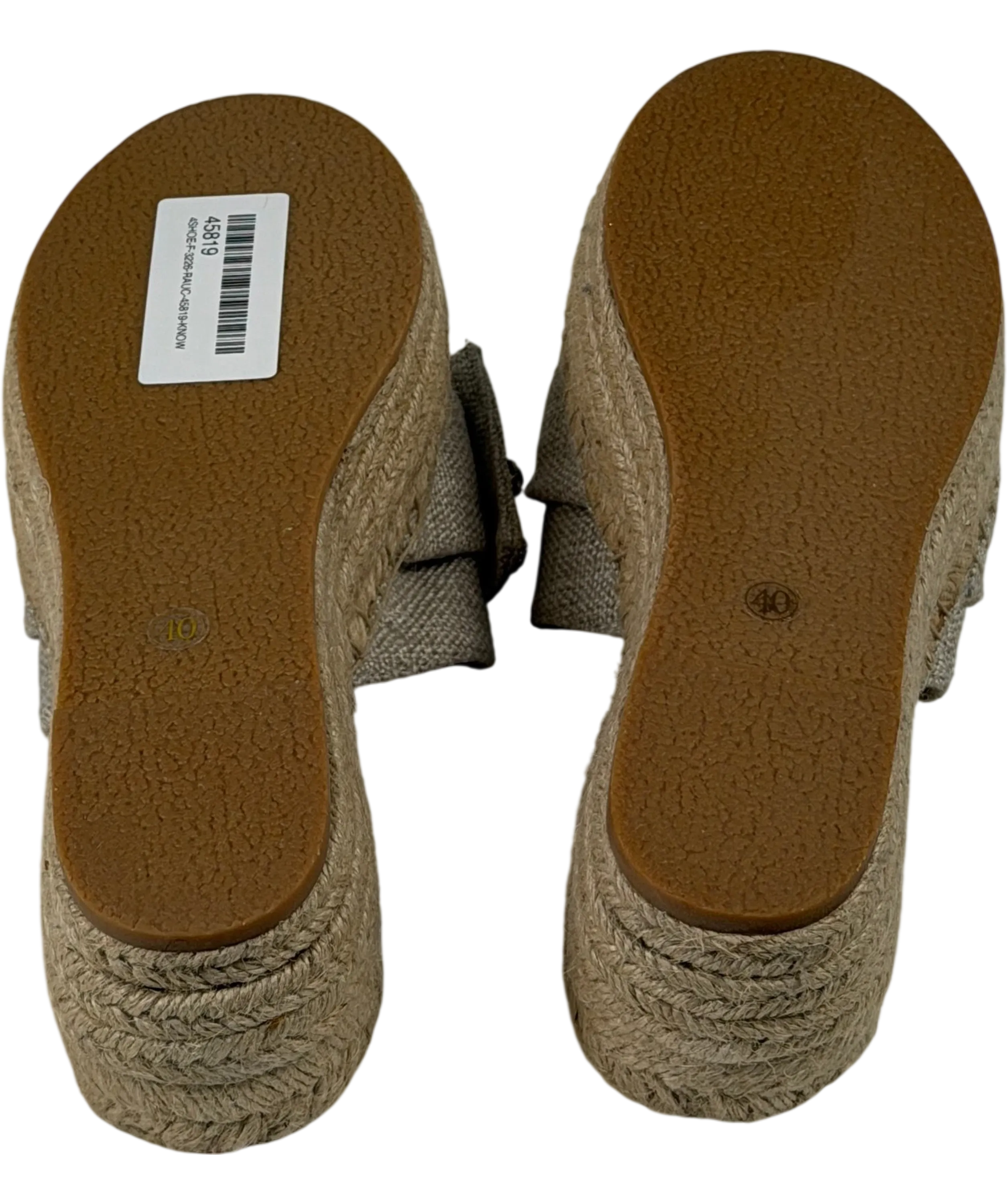 BIBI LOU Beige Linen Crystal-embellished Bow Espadrille Slide Sandals UK 7 EU 40