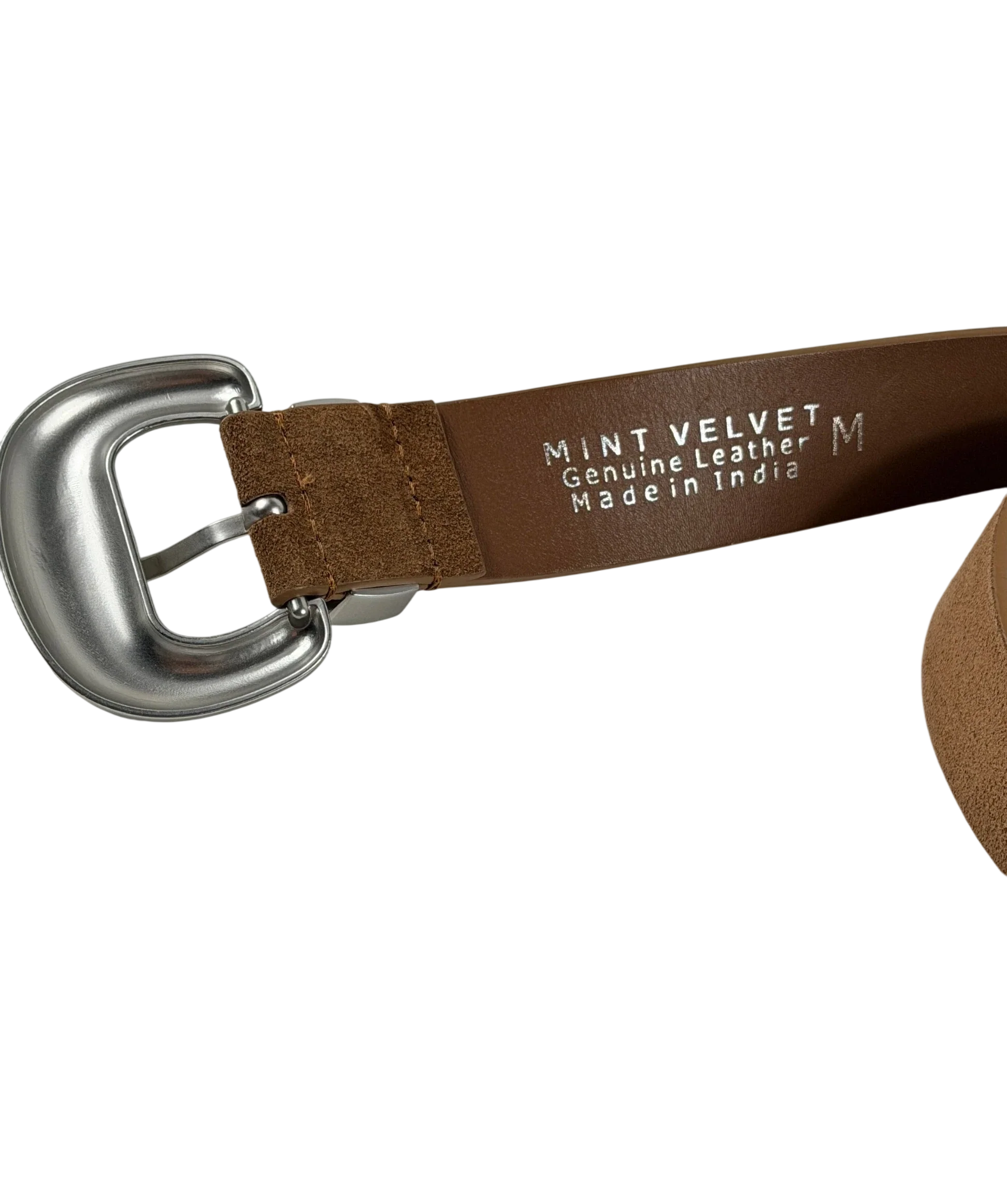 Mint Velvet Statement Buckle Suede Belt Brown UK M