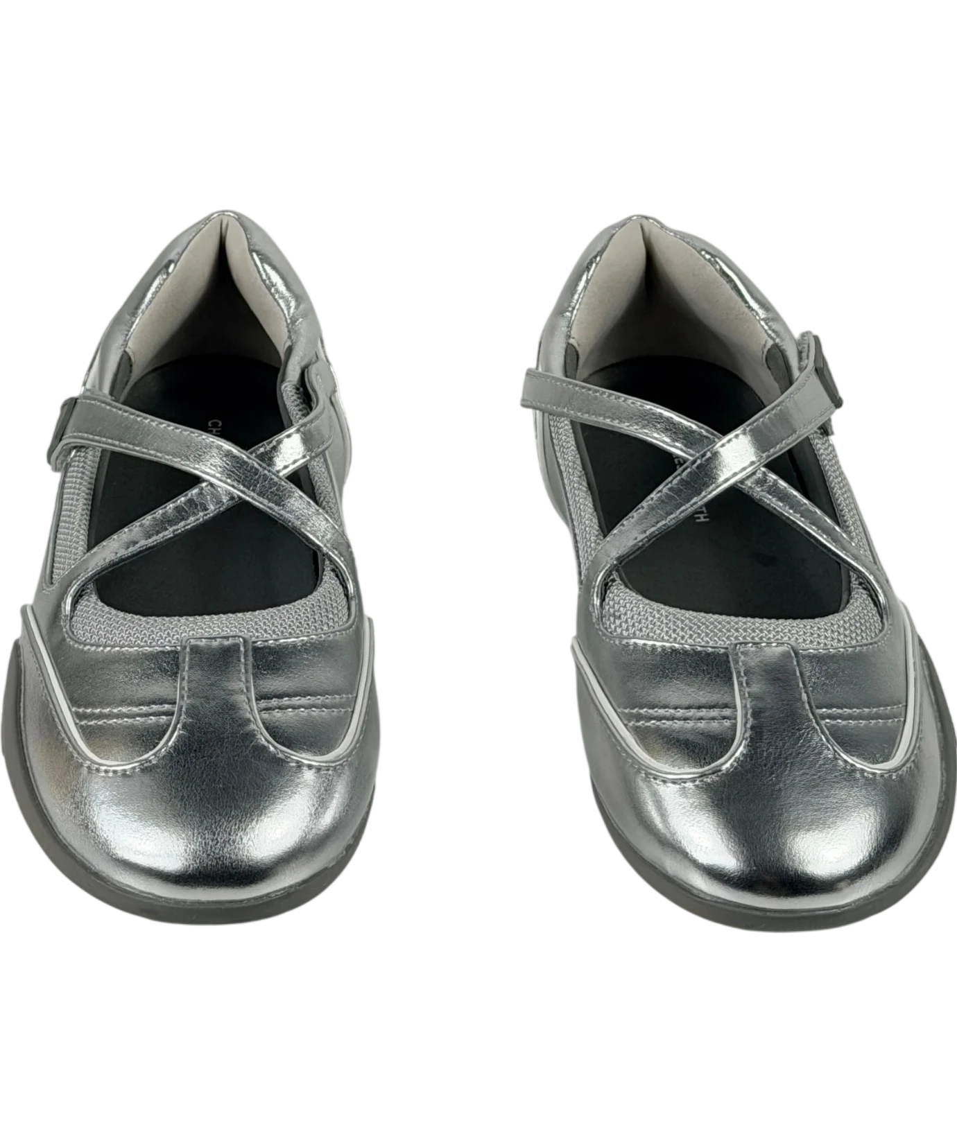 Charles & Keith Charles And Keith Mika Crossover Mary Jane Sneakers In Metallic Silver UK 4 EU 37