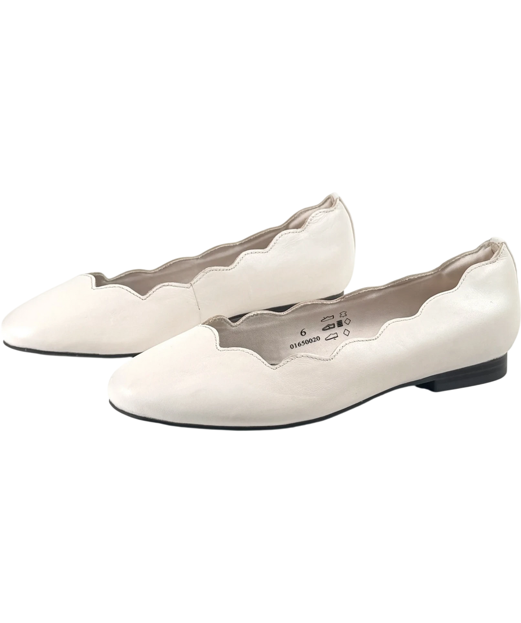 M&S White Collection Wide Fit Leather Ballet Pumps, UK 6 EU 39