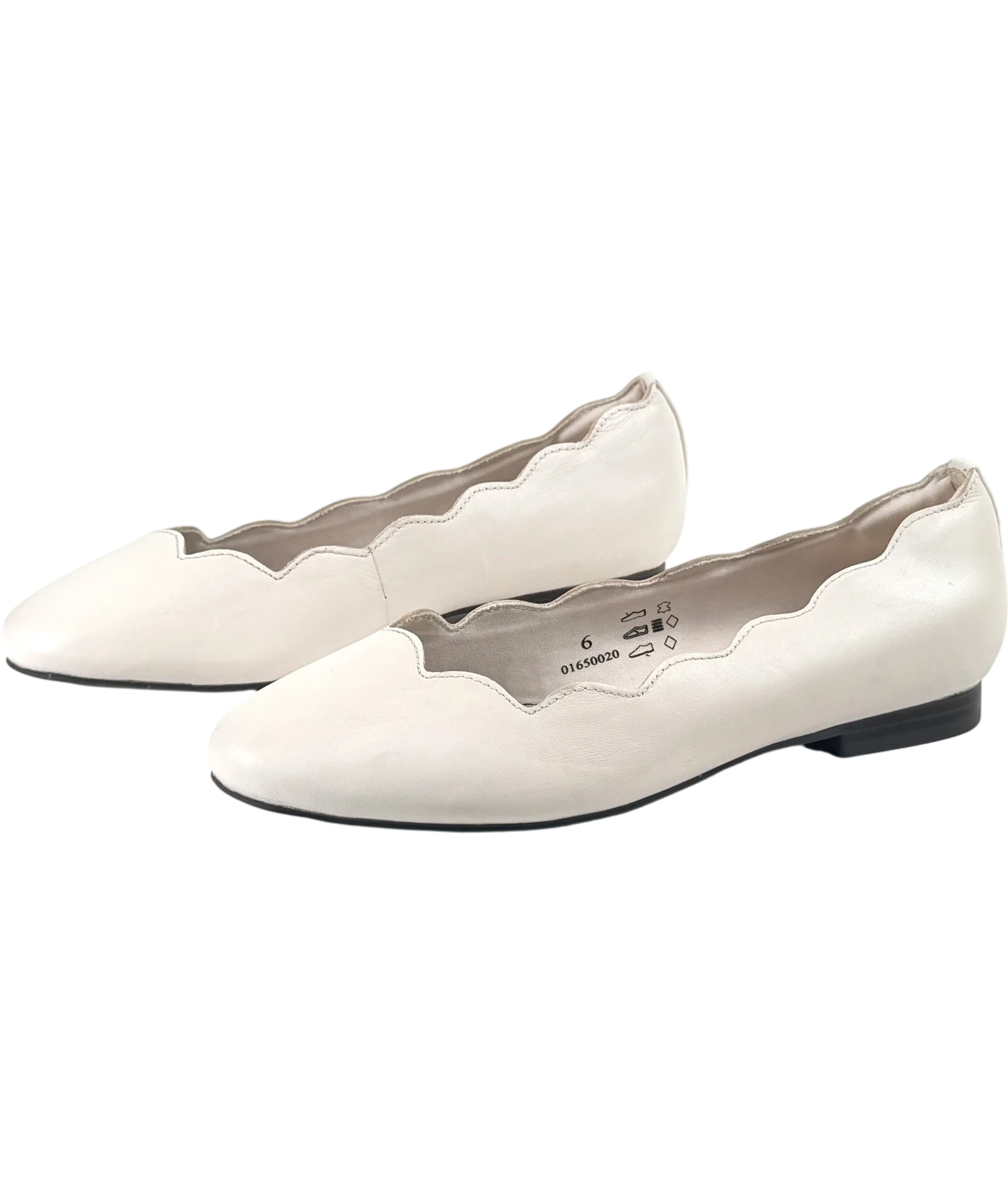 M&S White Collection Wide Fit Leather Ballet Pumps, UK 6 EU 39