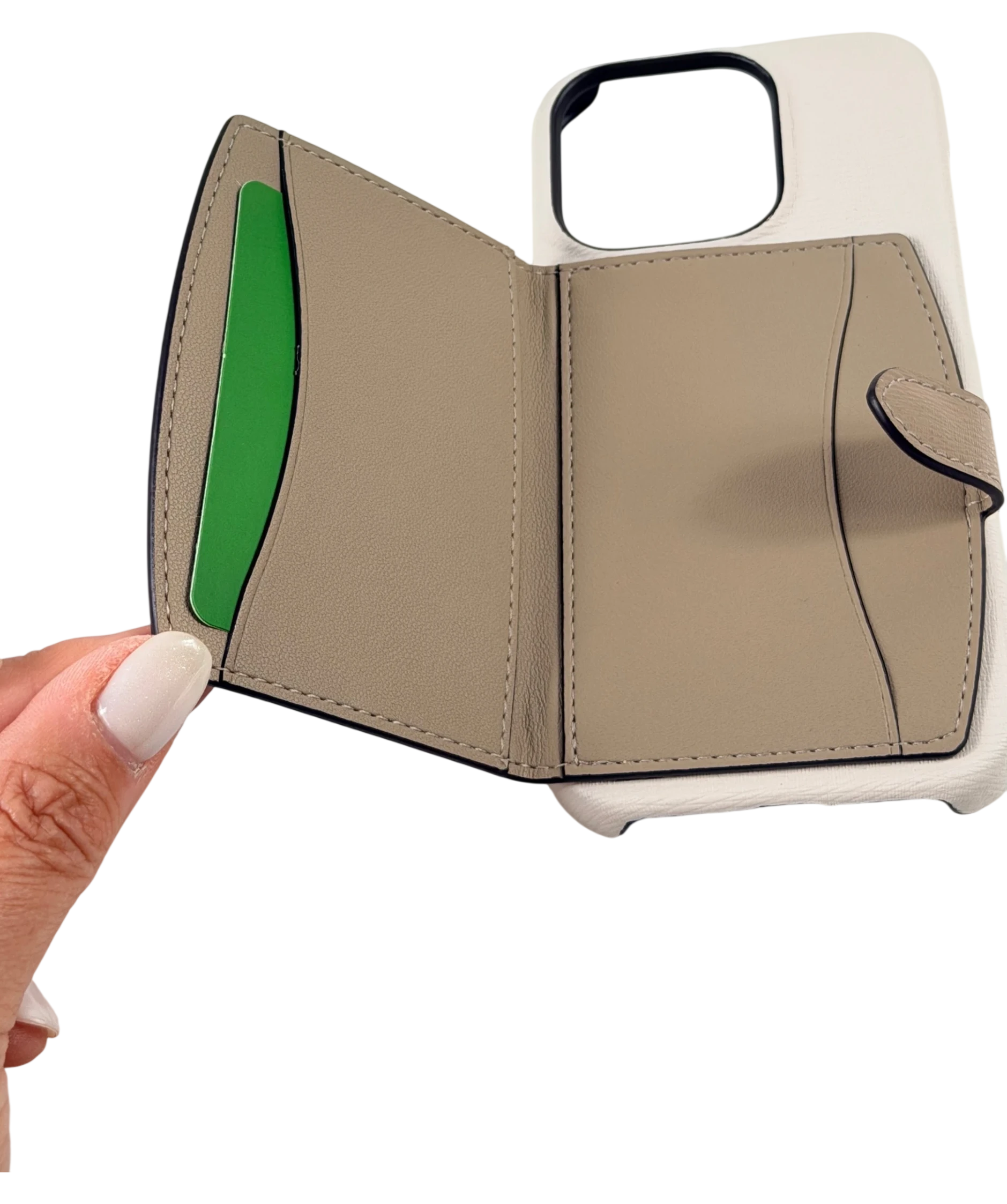 KATE SPADE New York Beige Colorblocked Pebble Leather Iphone 15 Pro Cardholder Case One Size