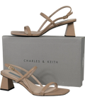 Charles & Keith Strappy Block Heel Slingback Sandals In Beige UK 6 EU 39