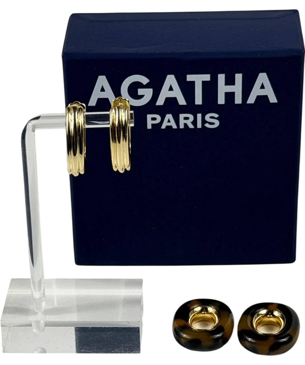 agatha paris Palais Royal Scale And Yellow Gold Hoop Earrings One Size