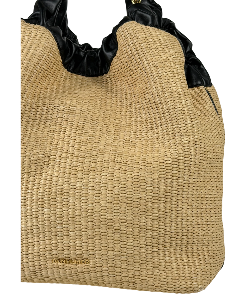 DeMellier London Beige Natural Miami Leather-trimmed Raffia Tote Bag One Size