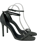 MANGO Metallic Silver Glitter Ankle-strap Stiletto Sandals UK 6 EU 39