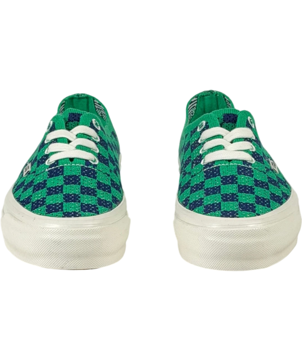 VANS Premium Authentic 44 Ek Punk Check Green & Navy Sneakers UK 3 EU 36