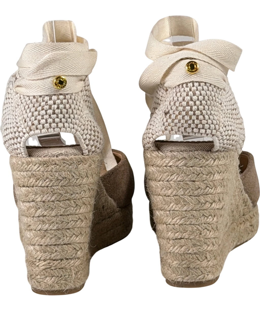 HOLLAND COOPER Seville Wedge Espadrilles In Taupe Beige Suede UK 5 EU 38