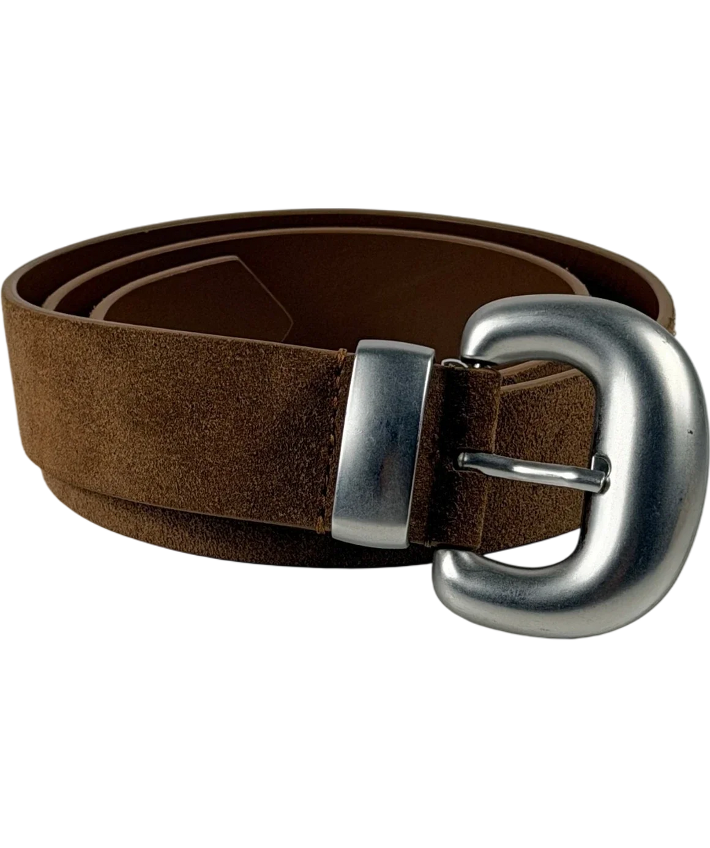 Mint Velvet Statement Buckle Suede Belt Brown UK M