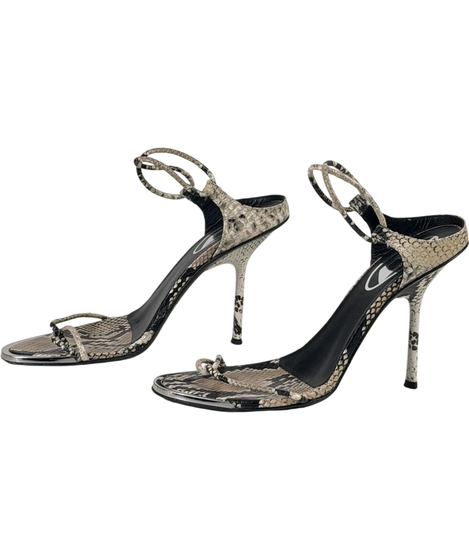 Diesel Beige Snakeskin Effect D-diam's Infra Lace 90 Heeled Sandals UK 6 EU 39