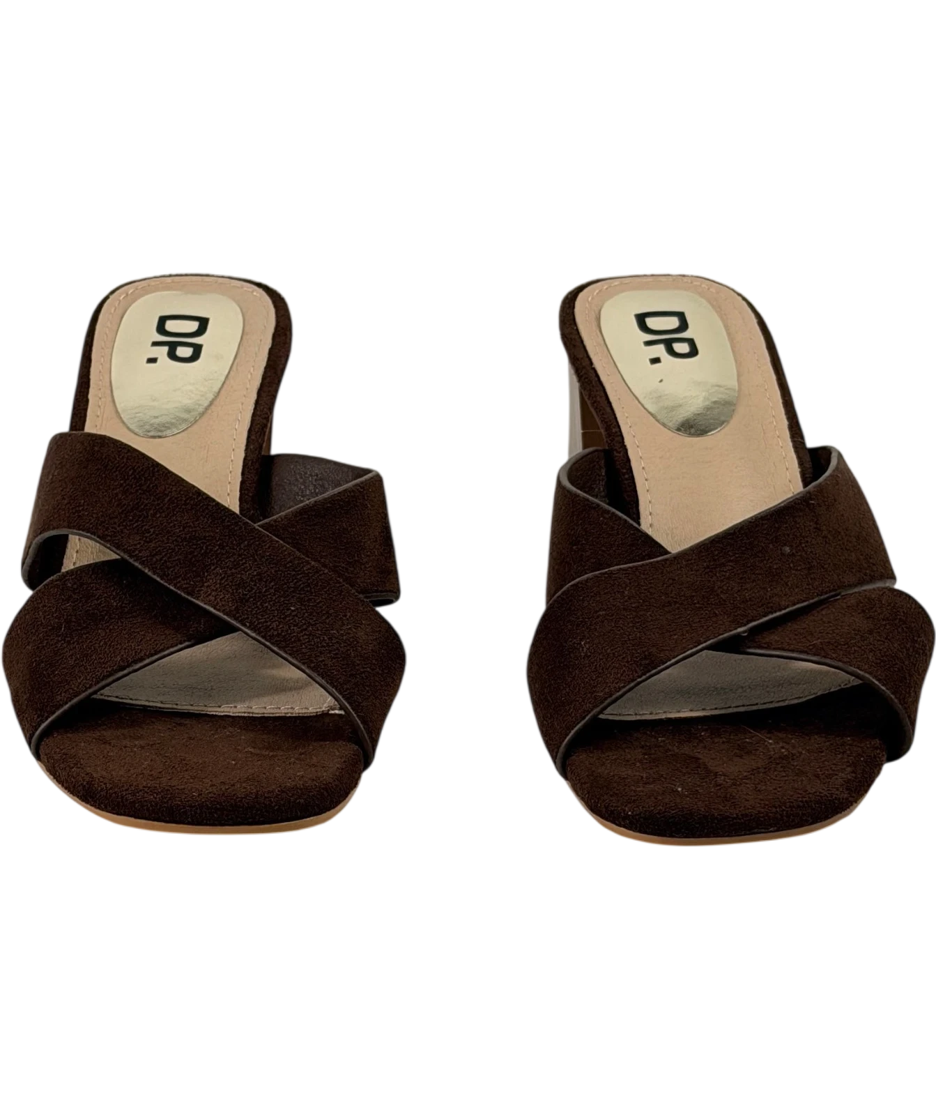 dorothy perkins Brown Suede Cross Strap Heeled Mules UK 5 EU 38