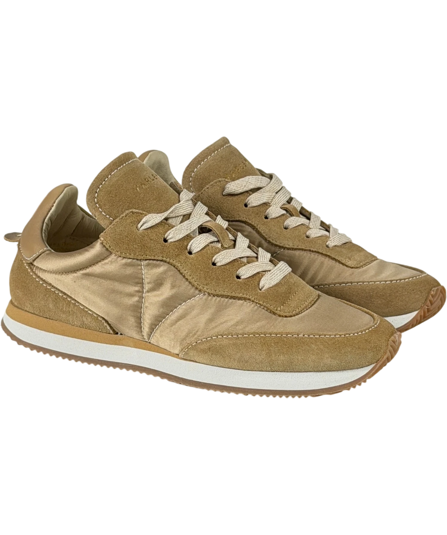 VARLEY Amera Runner Suede And Satin Sneakers In Taupe Beige UK 5 EU 38