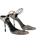 Diesel Beige Snakeskin Effect D-diam's Infra Lace 90 Heeled Sandals UK 6 EU 39
