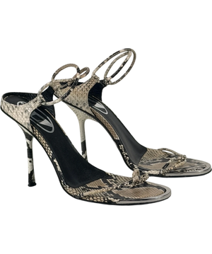 Diesel Beige Snakeskin Effect D-diam's Infra Lace 90 Heeled Sandals UK 6 EU 39