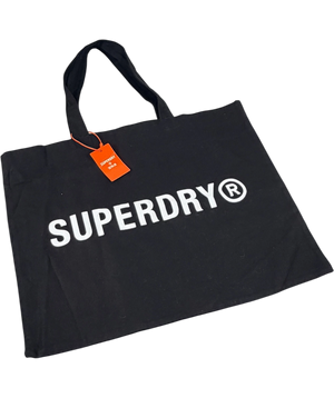 Superdry Essential Logo Canvas Tote Bag In Black