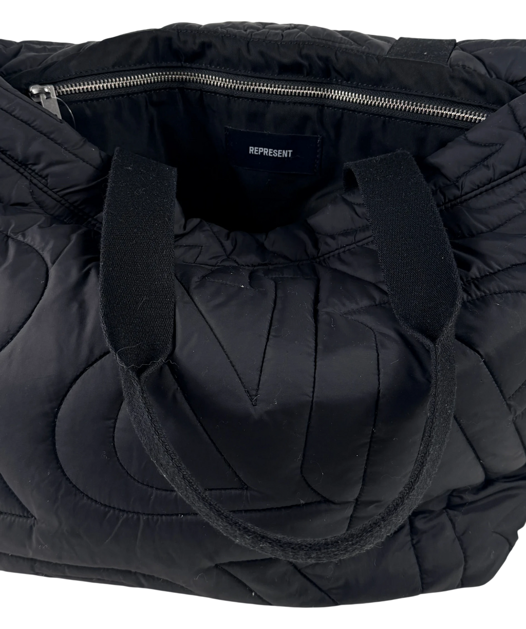 REPRESENT Large Initial Quilted Tote Bag Black