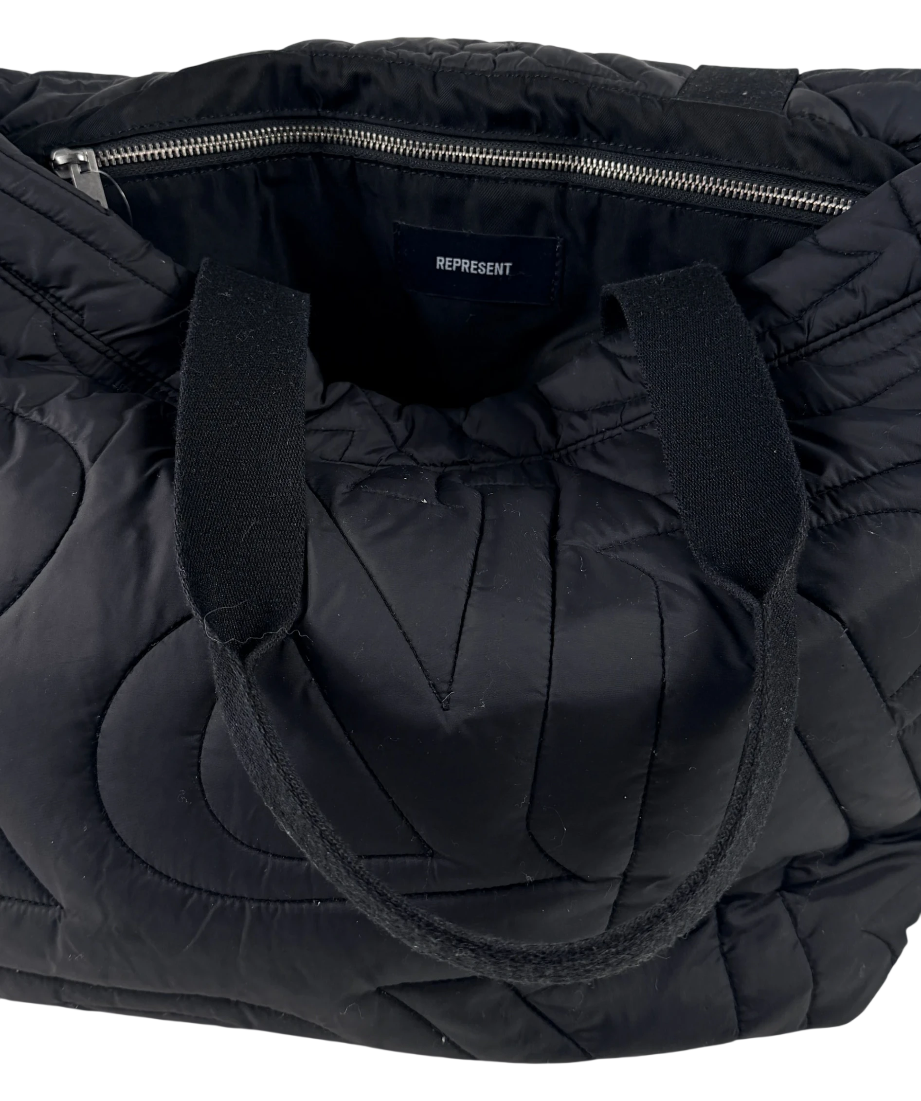 REPRESENT Large Initial Quilted Tote Bag Black