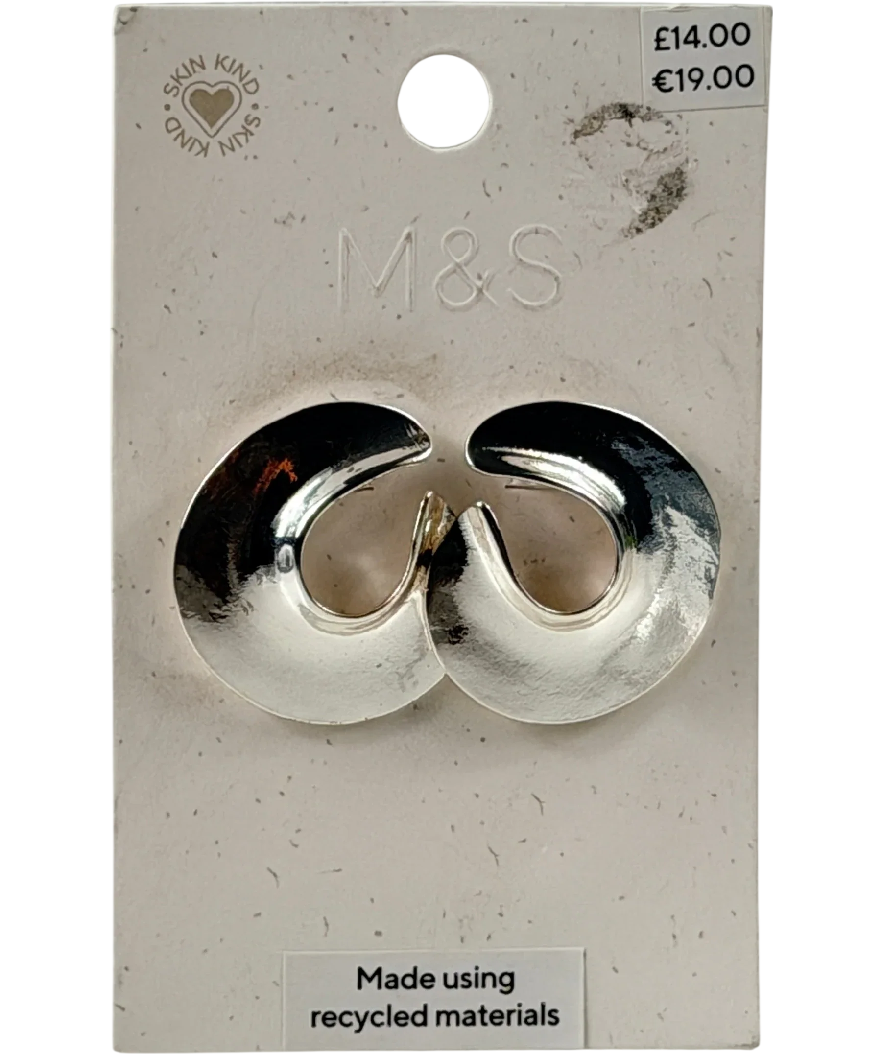 M&S Collection Skin Kind Silver Tone Sculptural Hoop Earrings One Size