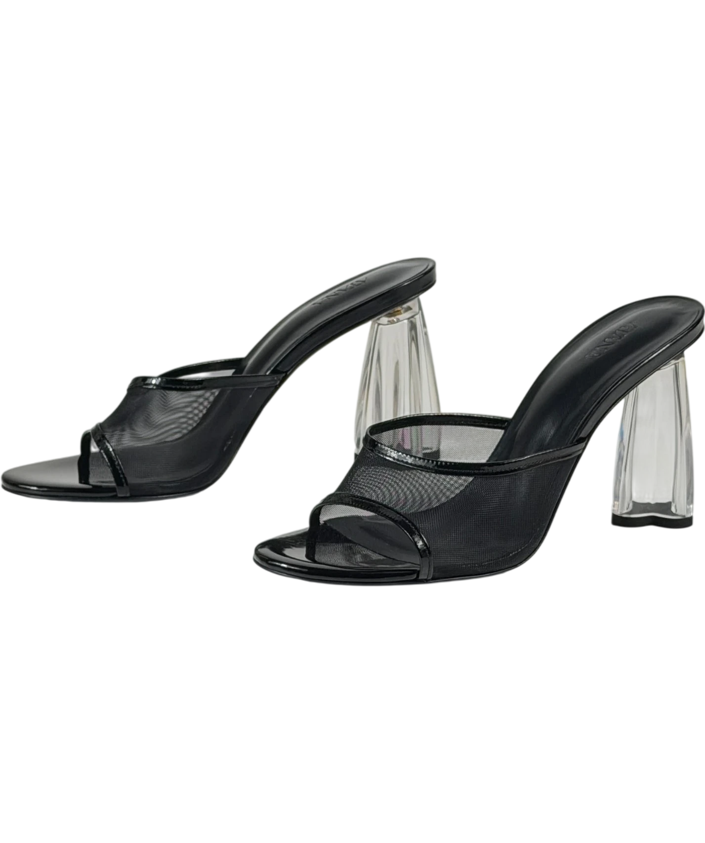 HOUSE OF ATANA Fiorellini Black Patent And Mesh Glass Mules UK 5 EU 38