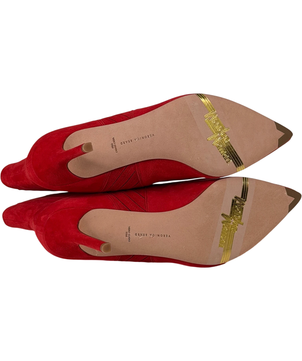 VERONICA BEARD Red X Wonder Woman Litd. Edition Lisa Suede Stiletto Chelsea Boots Us11m UK 9 EU 42