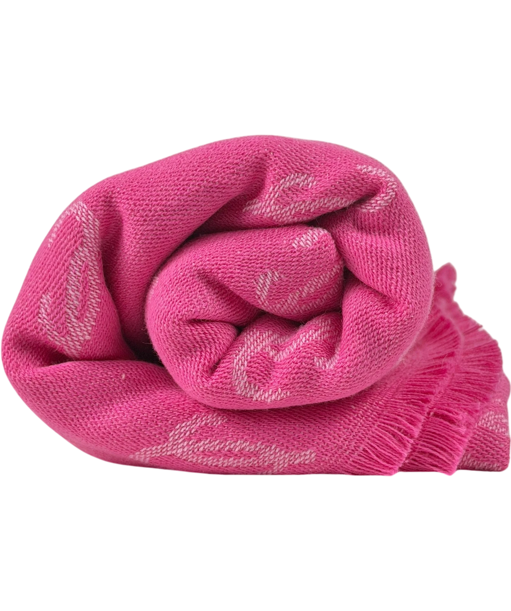 Jimmy Choo Pink Cotton Monogram Scarf One Size