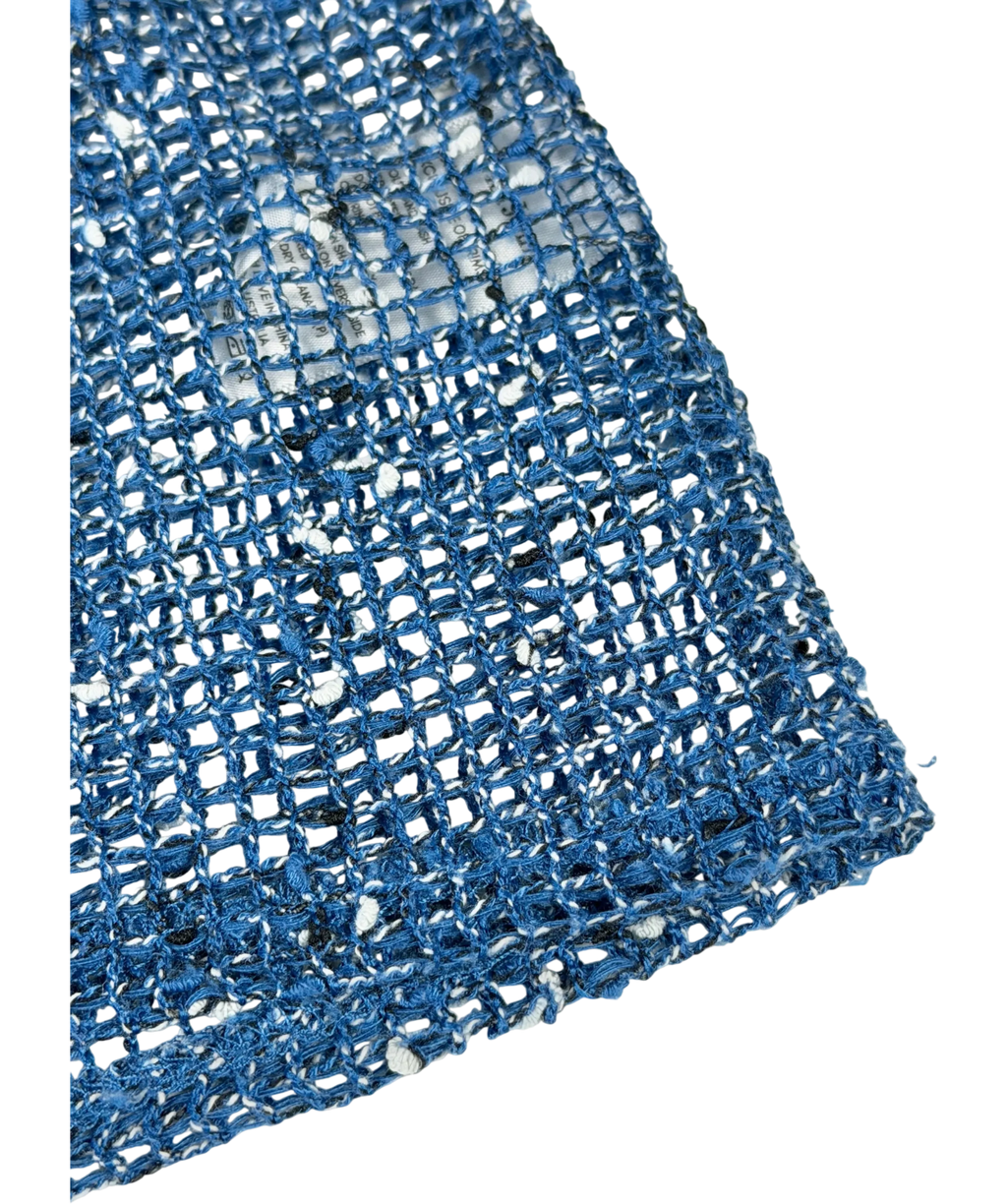 With Jean Blue Crochet Speckle Detailed Bikini Top & Beach Skirt UK XS