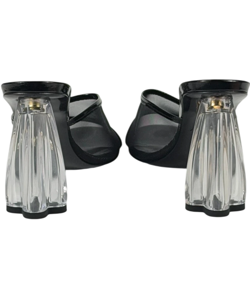 HOUSE OF ATANA Fiorellini Black Patent And Mesh Glass Mules UK 5 EU 38