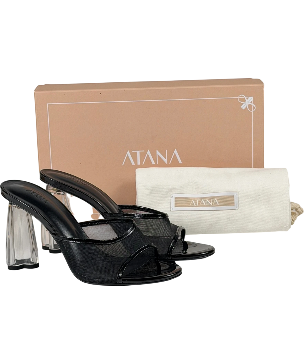 HOUSE OF ATANA Fiorellini Black Patent And Mesh Glass Mules UK 5 EU 38