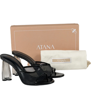 HOUSE OF ATANA Fiorellini Black Patent And Mesh Glass Mules UK 5 EU 38