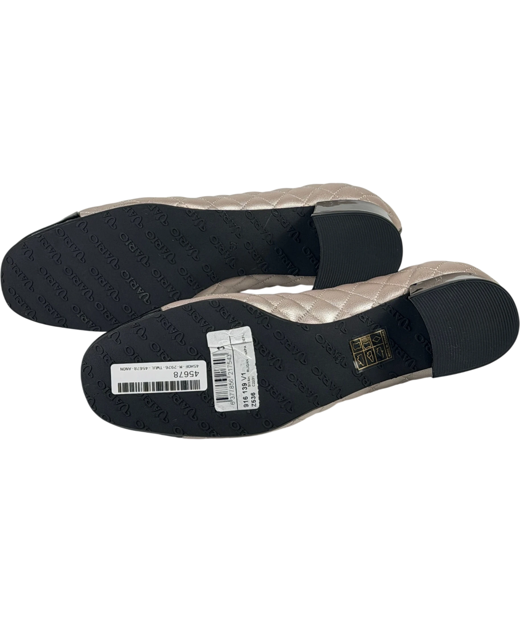 VARIO Quilted Block Heel Pumps In Taupe And Black UK 4 EU 37