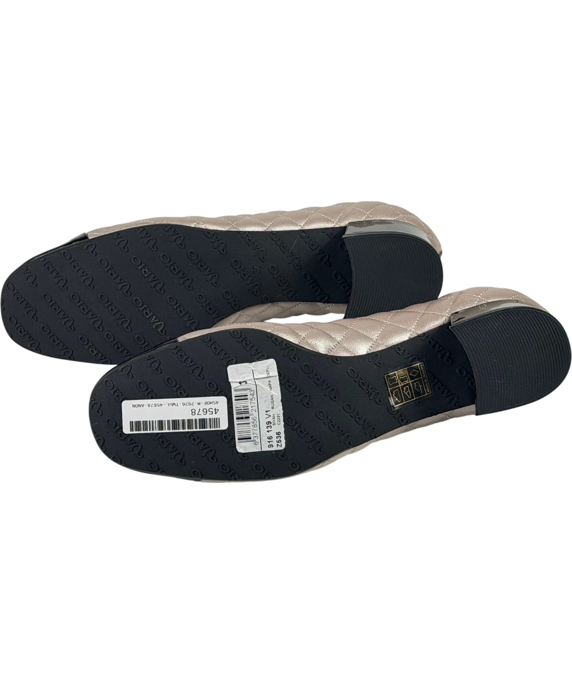 VARIO Quilted Block Heel Pumps In Taupe And Black UK 4 EU 37